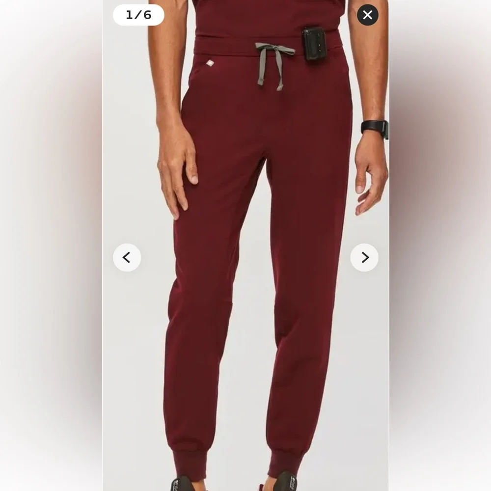FIGS Tansen Jogger Scrub Pants Burgundy Men’s Size Small